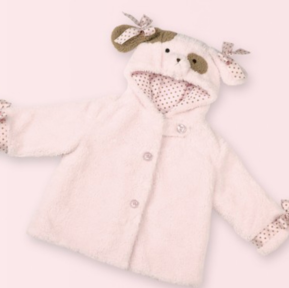 Bearington Baby Wiggles Pink Puppy Dog Hooded Coat